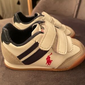 Polo Ralph Lauren Baby/Toddler sneakers. Red/white/blue/beige suede. Size 4C.